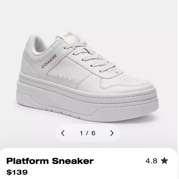 SOLD - COACH LEATHER PLATFORM SNEAKERS IN WHITE - Picture 6 of 6